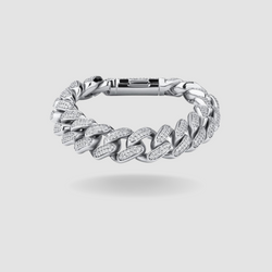 CUBAN PRONG BRACELET-JEWCY ICE PARIS-SILVER