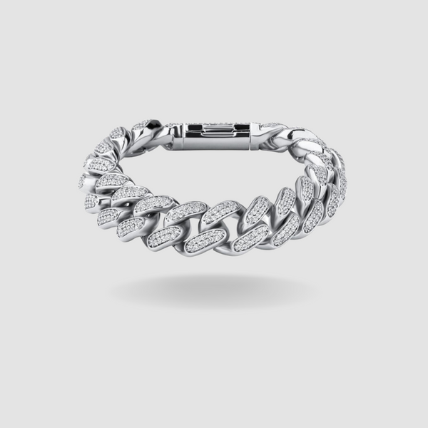 CUBAN PRONG BRACELET-JEWCY ICE PARIS-SILVER